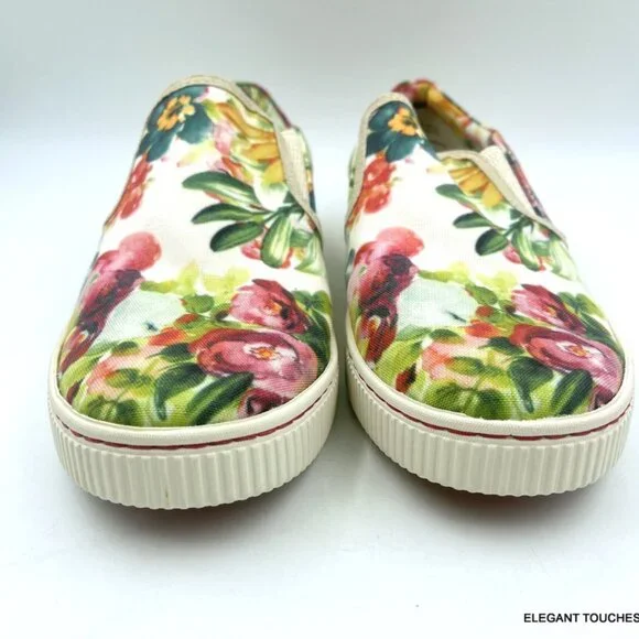 BORN Floral Casual Sneakers Women's Size: 9 M Green multicolor slip on platform - Picture 6 of 9
